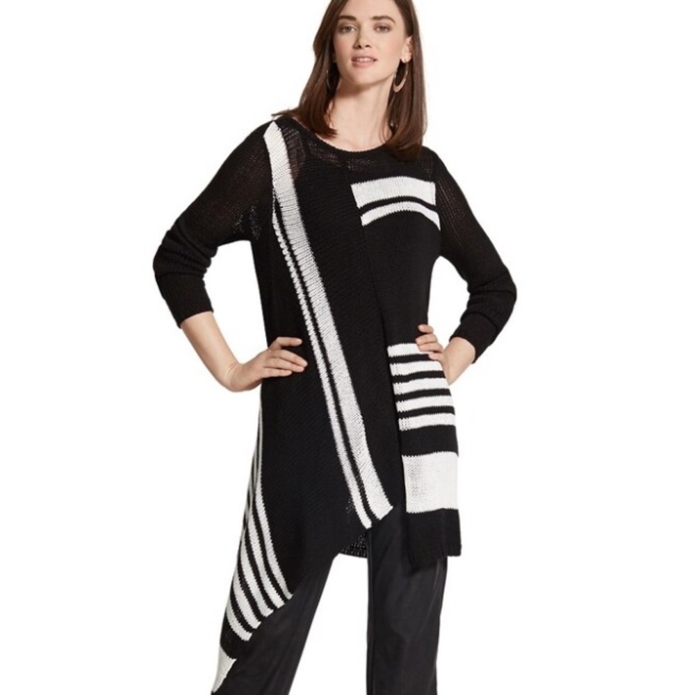 Chico’s Asymmetrical Stripes Sweater